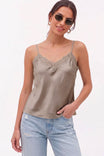 Classic Satin V-neck Lace Trim Cami