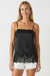 Square Neck Lace Trim Satin Cami