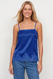 Square Neck Lace Trim Satin Cami