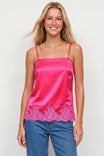 Square Neck Lace Trim Satin Cami