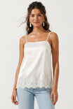 Square Neck Lace Trim Satin Cami