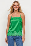 Square Neck Lace Trim Satin Cami