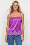 Square Neck Lace Trim Satin Cami