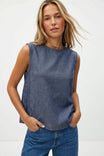 Round Neck Garment Wash Sleeveless Top