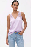 Naomi Lace Back V-neck Satin Top