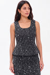 Boucle Denim Inspired Peplum Top