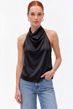 Gia Draped Halter Tie Back Satin Top