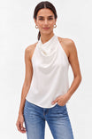 Gia Draped Halter Tie Back Satin Top