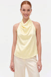 Gia Draped Halter Tie Back Satin Top