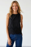 Embroidered Scallop Hem Cotton Tank