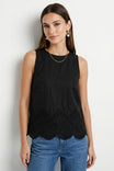 Embroidered Scallop Hem Cotton Tank