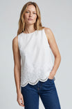 Embroidered Scallop Hem Cotton Tank