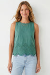 Embroidered Scallop Hem Cotton Tank