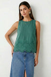 Embroidered Scallop Hem Cotton Tank