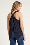 Textured Satin Open Back Twist Tank