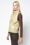Vegan Leather Puffer Vest With Front Zipper