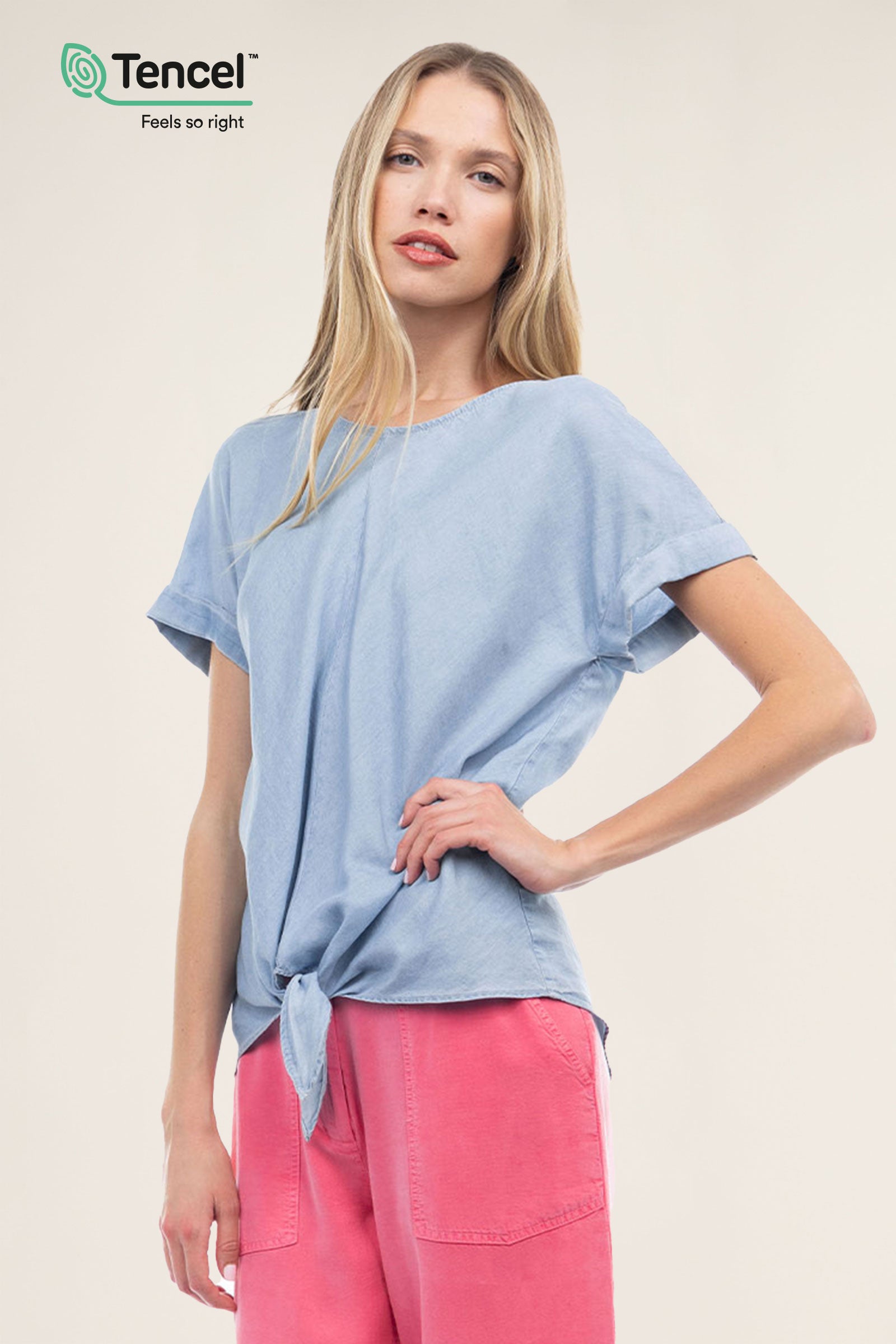 Short Sleeve Tencel™ Front Tie Top – Naked Zebra Wholesale