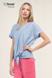 Short Sleeve Tencel™ Front Tie Top