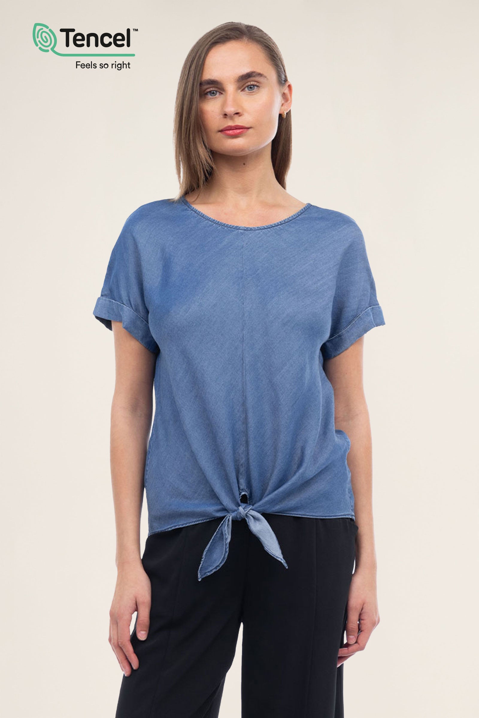 Short Sleeve Tencel™ Front Tie Top – Naked Zebra Wholesale