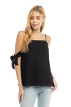 Cold Shoulder Sleeve Tie Blouse