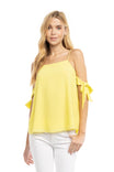 Cold Shoulder Sleeve Tie Blouse
