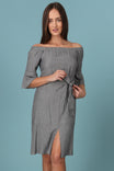 Off Shoulder Flare Sleeve Midi Dress