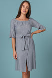 Off Shoulder Flare Sleeve Midi Dress