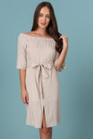 Off Shoulder Flare Sleeve Midi Dress