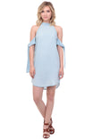 High Neck Sleeve Tie Tencel Dress