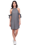 High Neck Sleeve Tie Tencel Dress