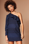 One Shoulder Ruffle Long Sleeve Dress