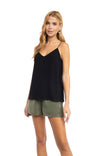V-Neck Spaghetti Strap Tank With Macramé Back Detail