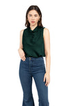 Sleeveless Draped Mock Neck Top