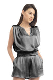 Boxy Top With Pleated Detail On Shoulders