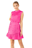Tank Mini Mock Neck Dress With Ruched Skirt