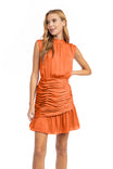 Tank Mini Mock Neck Dress With Ruched Skirt