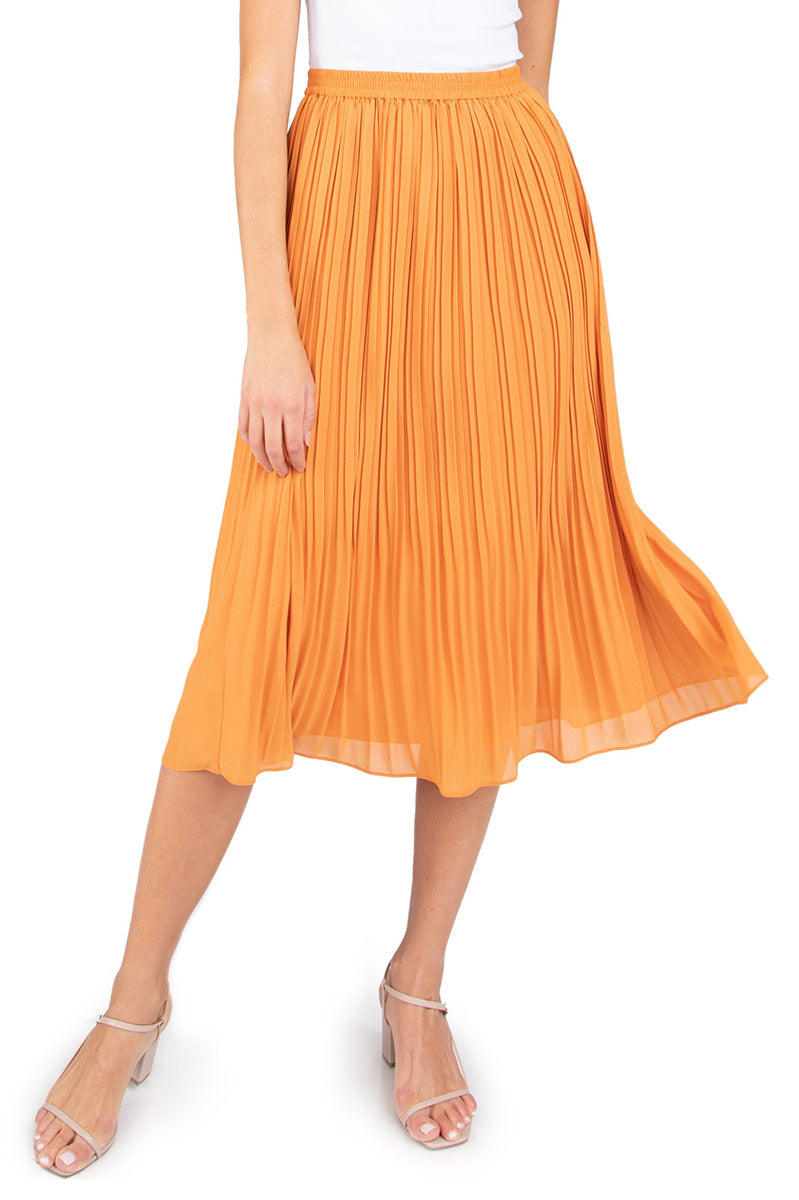 Dark yellow pleated skirt cheap